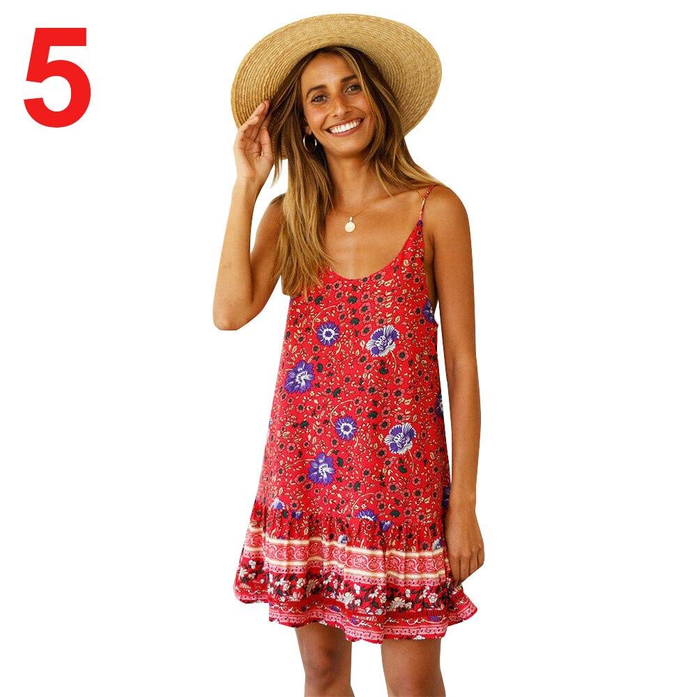 Women Summer Boho Strappy Long Maxi Dress Sexy Backless Party Red Dress