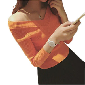 Bonjean New-coming Autumn Winter V neck Pullovers Sweaters Primer shirt long sleeve Short Korean Slim-fit tight sweater