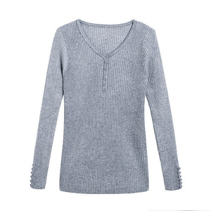 Bonjean New-coming Autumn Winter V neck Pullovers Sweaters Primer shirt long sleeve Short Korean Slim-fit tight sweater