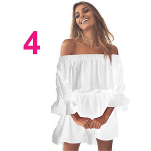 Bonjean Women Casual Polka Long Party Dresses Sexy Short Sleeve O Neck Maxi Split Dress