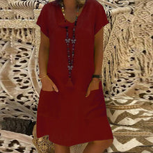 Load image into Gallery viewer, Bonjean Women Casual Polka Long Party Dresses Sexy Short Sleeve O Neck Maxi Split Dress