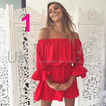 Load image into Gallery viewer, Bonjean Women Casual Polka Long Party Dresses Sexy Short Sleeve O Neck Maxi Split Dress