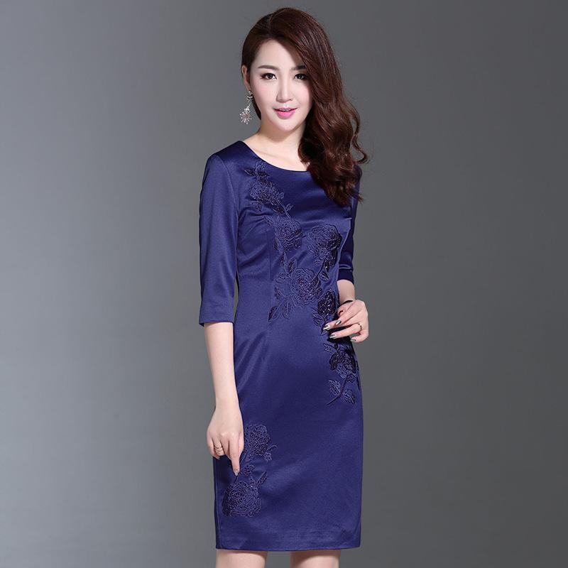 Bonjean Women Casual Polka Long Party Dresses Sexy O Neck Dress